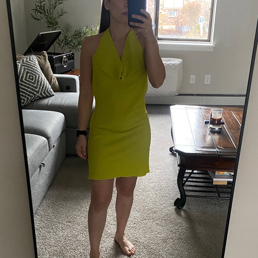 Lime Green Halter Neck Women's Dress